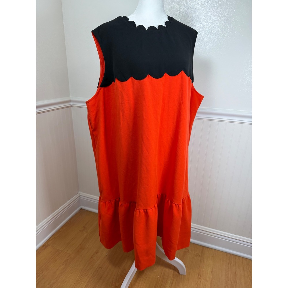 Victoria Beckham for Target Orange Black‎ Scalloped Ruffle Shift Dress 3X Plus